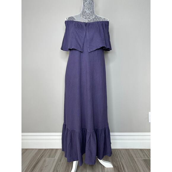 FREE PEOPLE Women's Off The Shoulder Midi With Back Cut Out Ruffle Hem Size XS - Picture 7 of 11